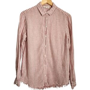 Beachlunchlounge Striped Linen Blend Button-Up Shirt